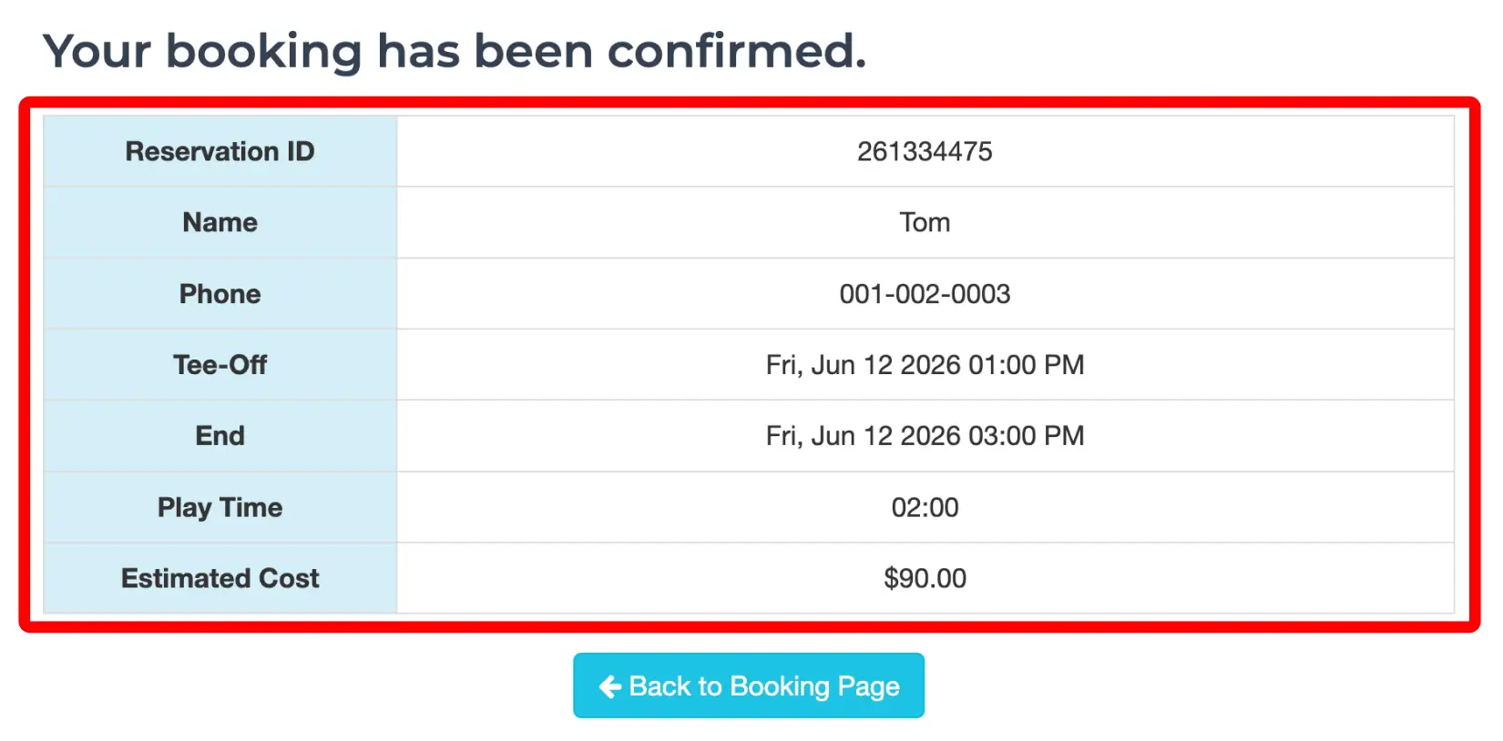 Booking completed